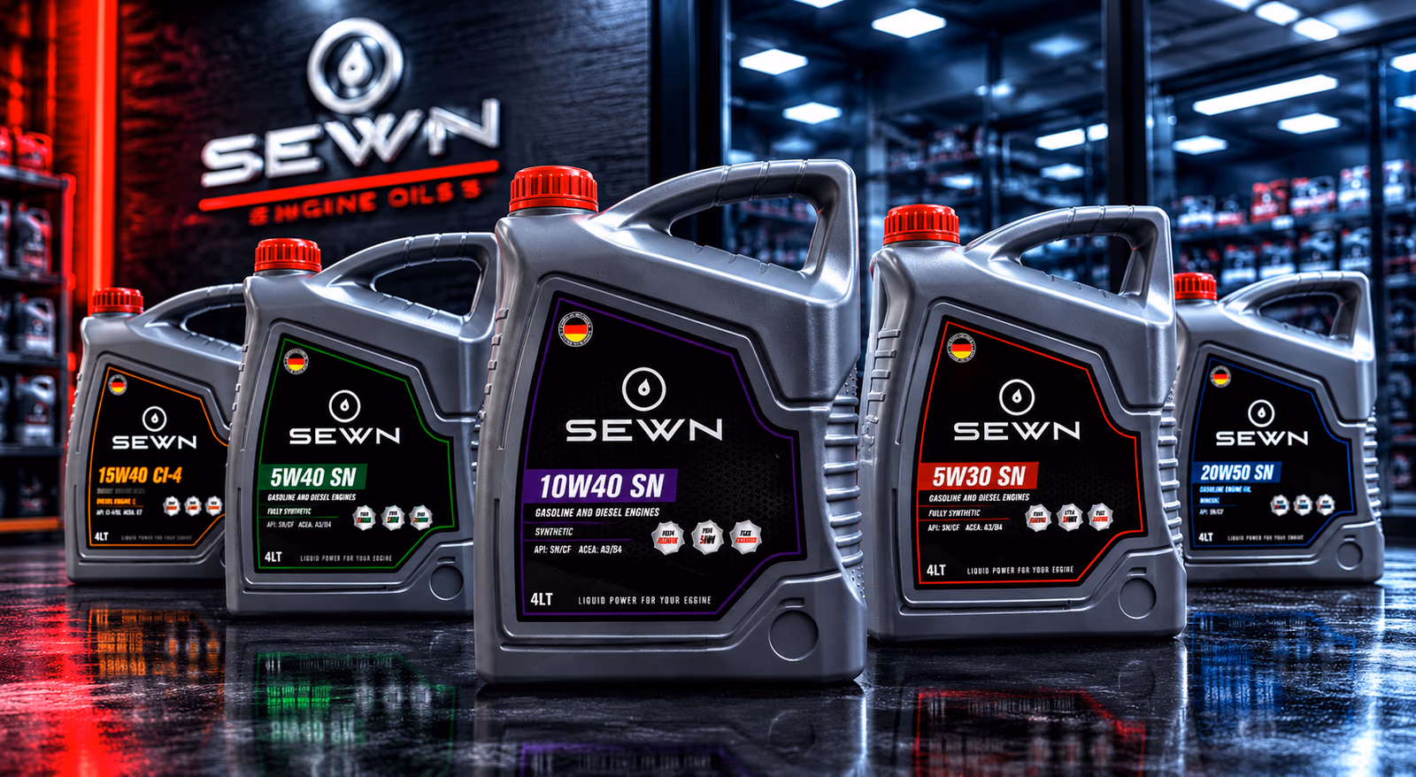 SEWN motor oil family lineup